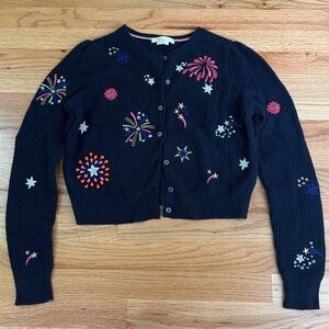 Boden navy cardigan with colorful beads and embroidery
